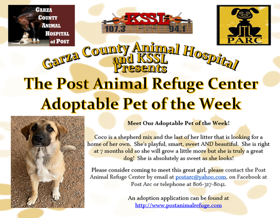 Post Animal Refuge Center, Garza County Animal Hospital, Adopt don't Shop, Animal Rescue