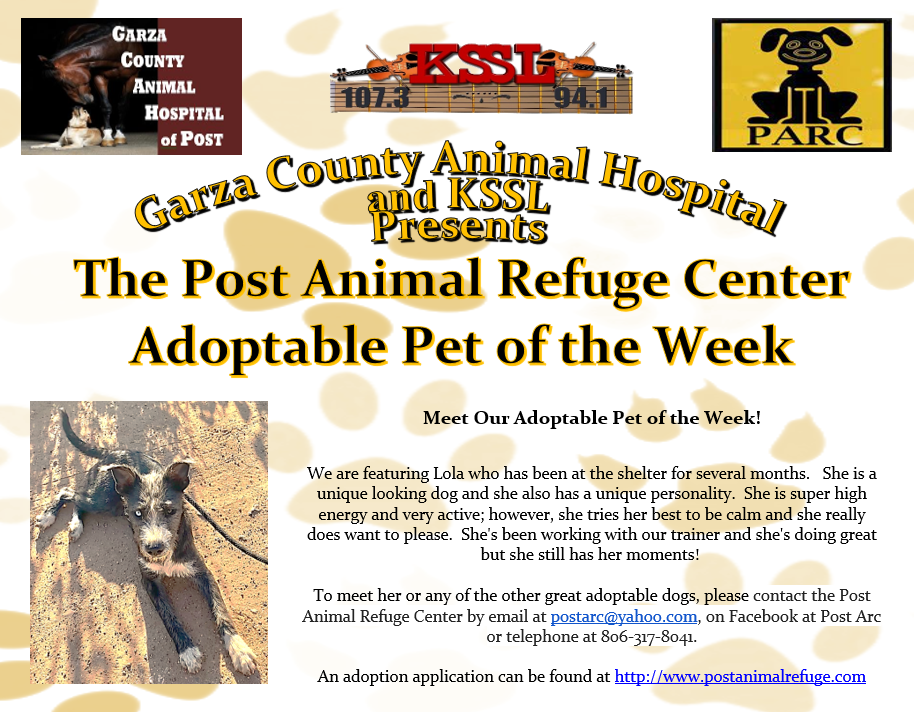 Post Animal Refuge Center, Garza County Animal Hospital, Adopt don't Shop, Animal Rescue