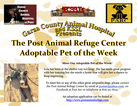 Post Animal Refuge Center, Garza County Animal Hospital, Adopt don't Shop, Animal Rescue