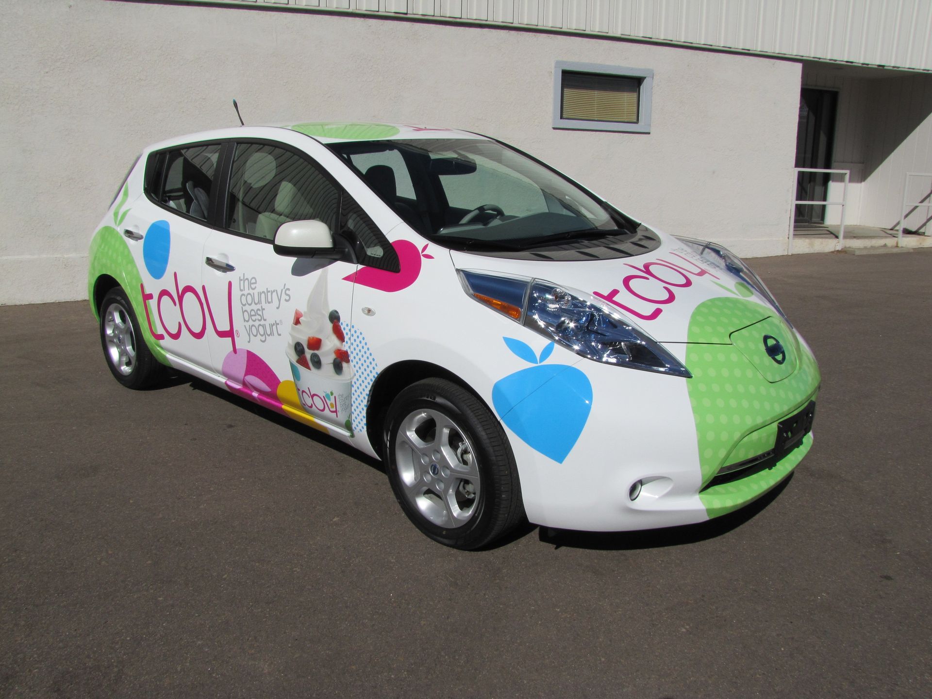 TCBY Nissan Leaf Wrap installed by Summit Graphics in Westminster Colorado
