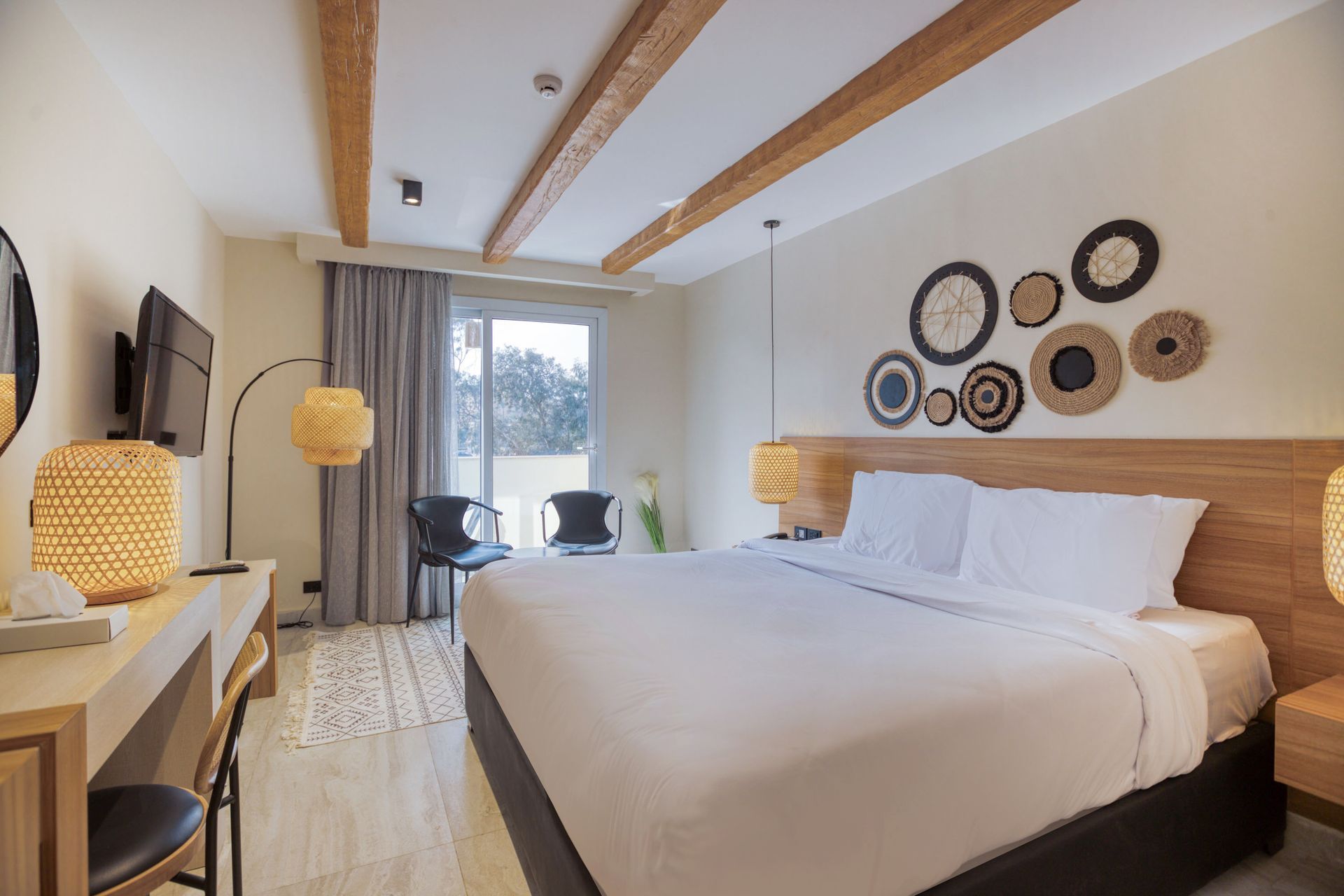 There is a large bed in the middle of the room.