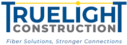 A blue and yellow logo for the TrueLight Construction LLC