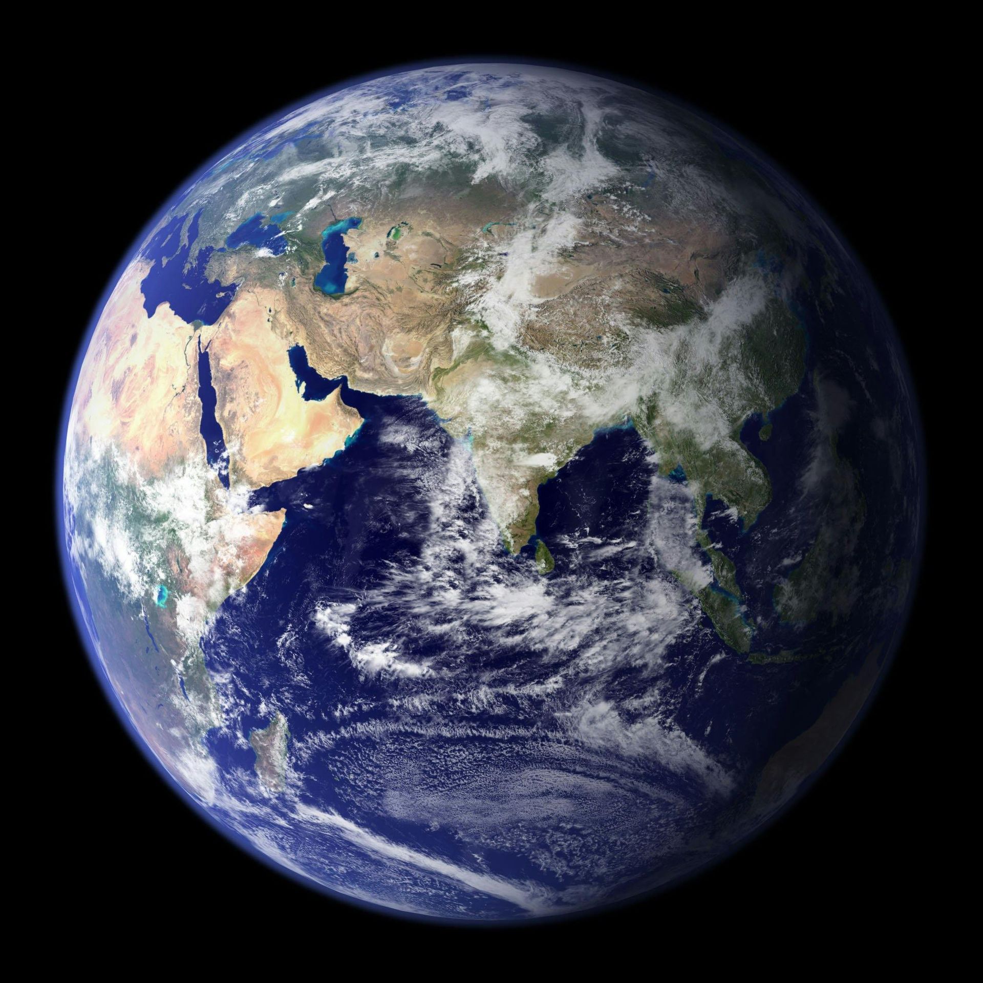 A view of the earth from space with a black background.