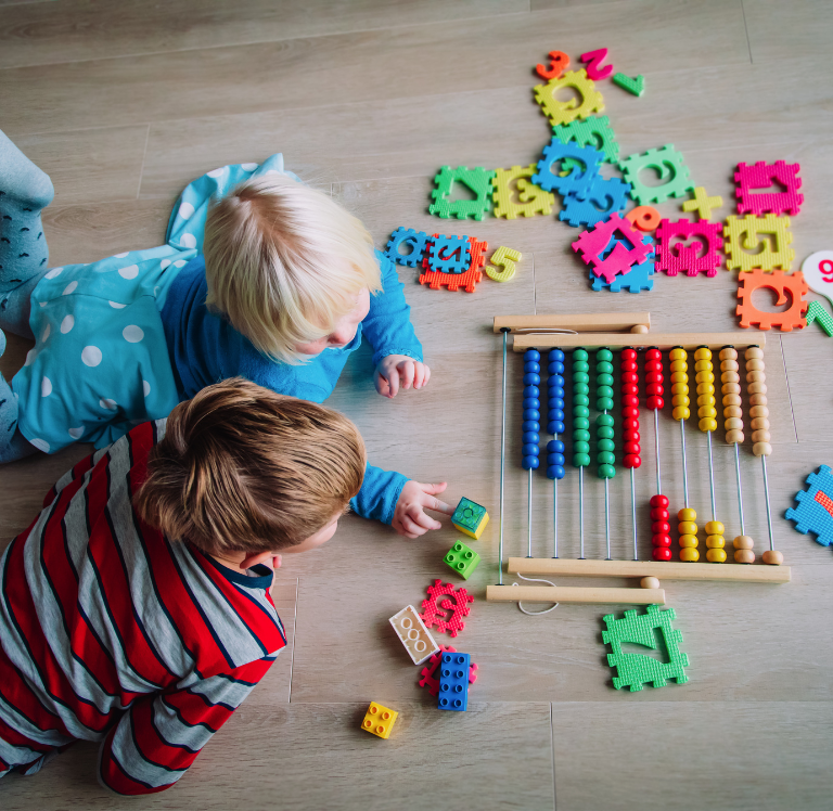 Children playing with numbers