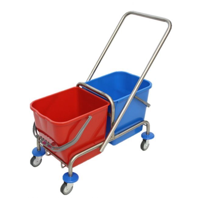 Rolemmer 2x25 liter RVS met duwbeugel, Excl. pers