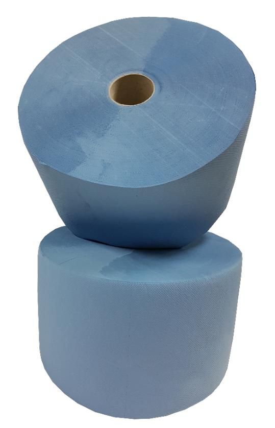 Industrierol verlijmd 100% cellulose blauw