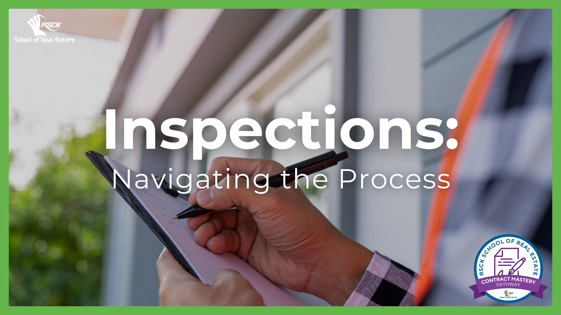 A person writing on a clipboard outdoors. The text overlay reads 