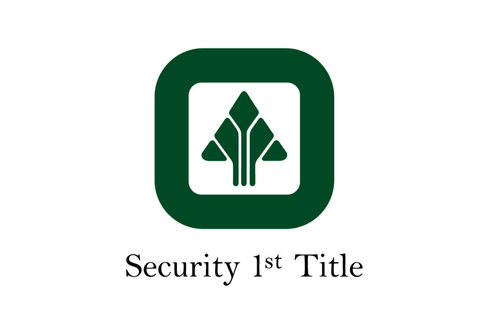 The logo for Security 1st Title featuring a green, stylized evergreen tree inside a rounded square on a white background.