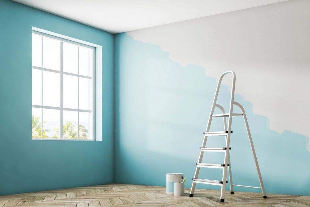 An Empty Room With Blue Walls And A Ladder — L & S Wirth Painting in Forbes, NSW