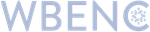 The word wbenc is written in blue on a white background