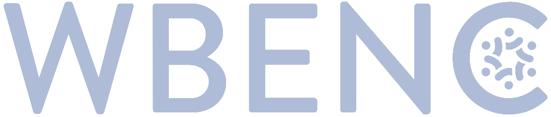 The word wbenc is written in blue on a white background