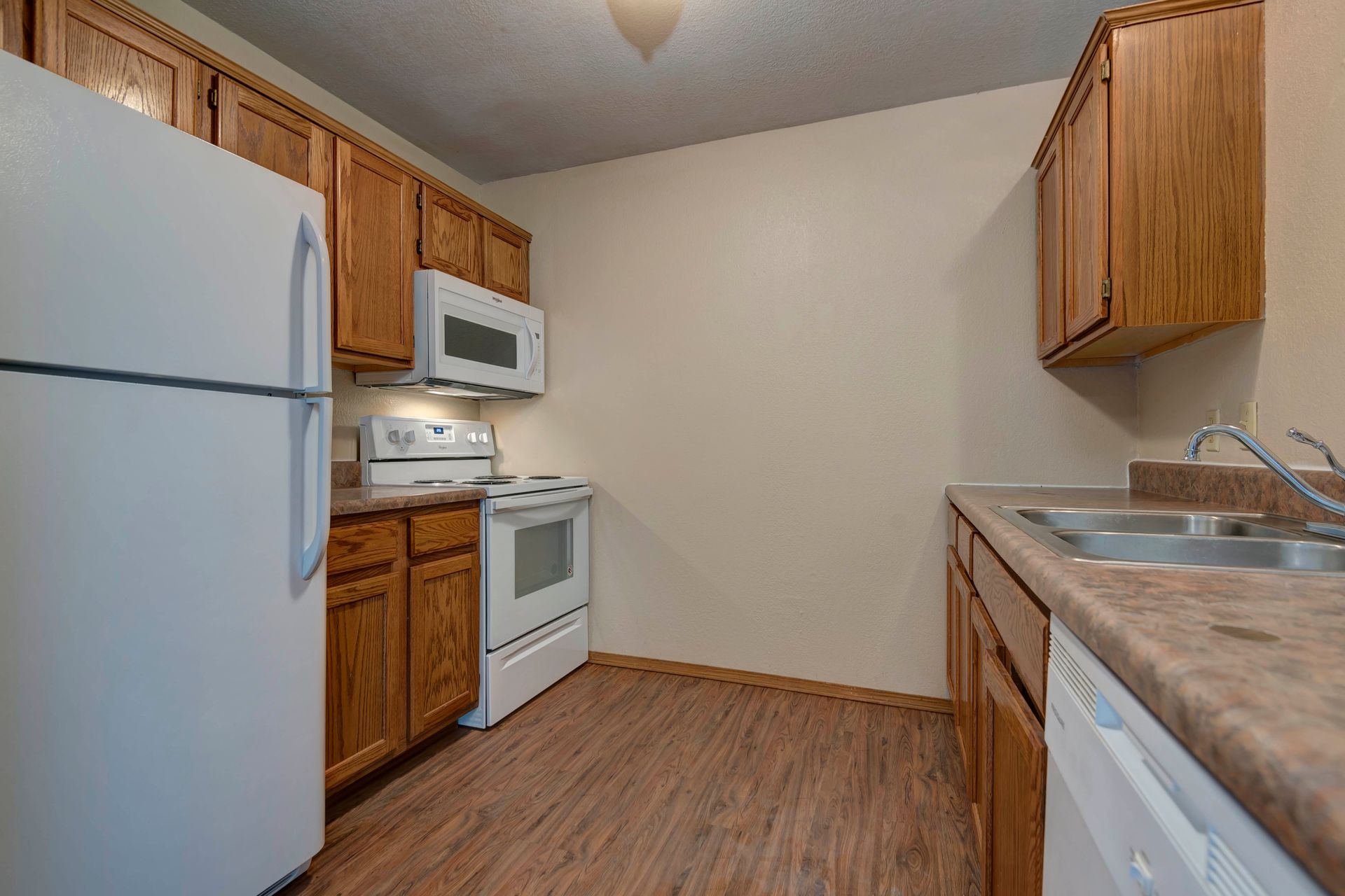 Photo of a long kitchen