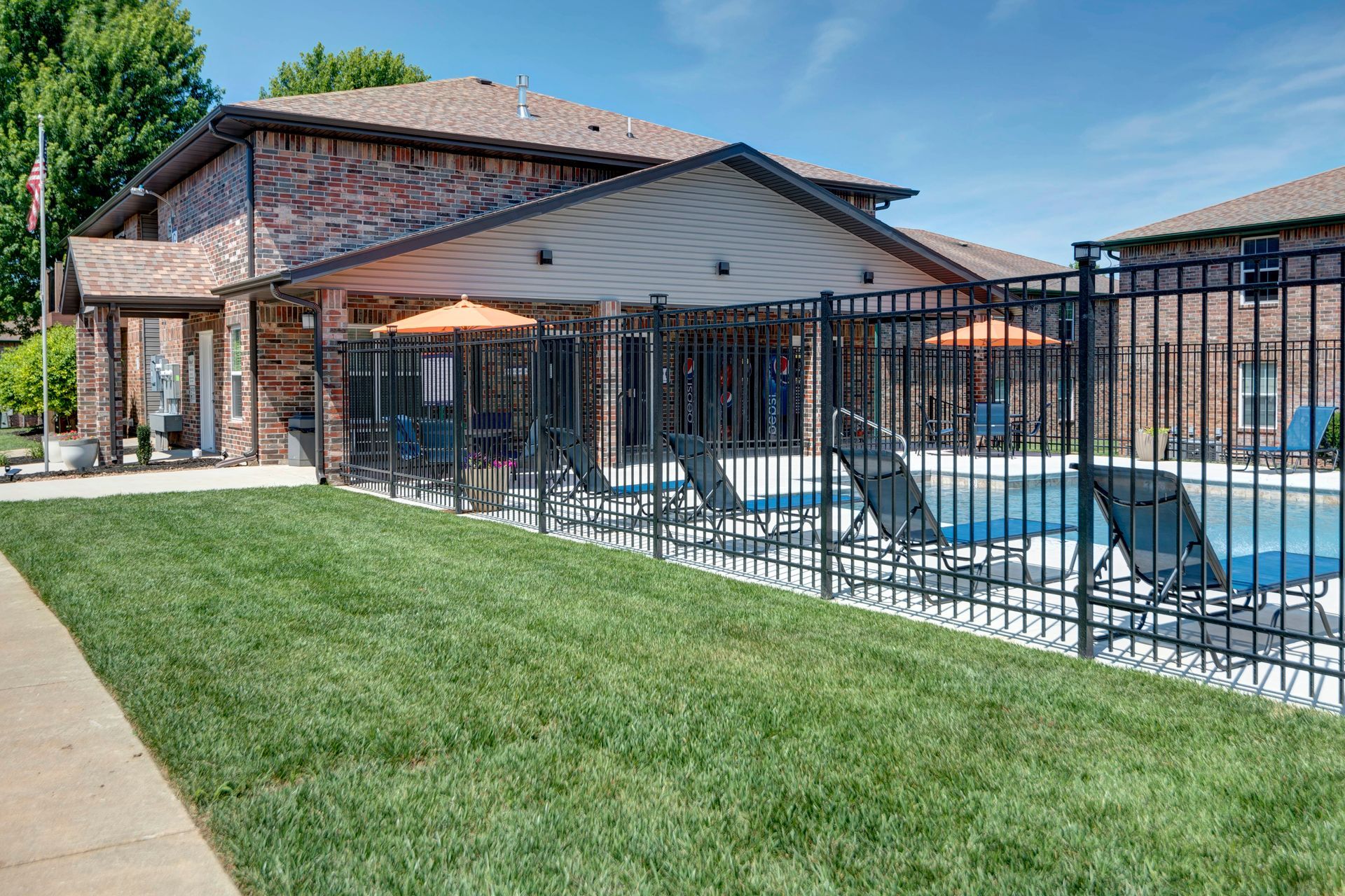 Photo of the community pool, seen from outside