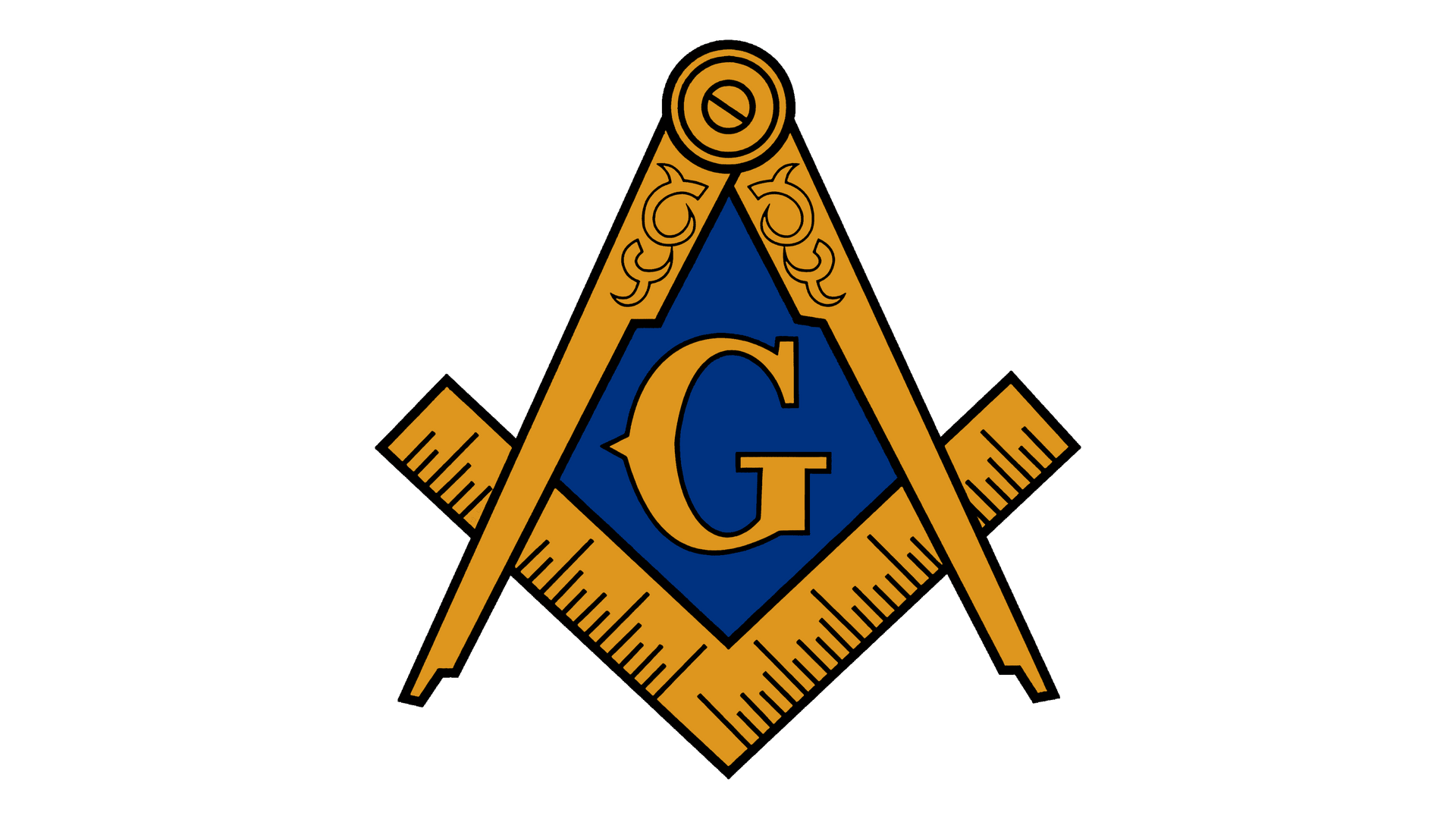 A blue and gold masonic symbol with the letter g on it