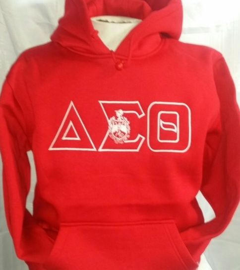 A red hoodie with the letters aeo on it