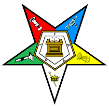 A masonic symbol with a book , crown , swords , and other symbols.