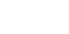 Sabina white logo.