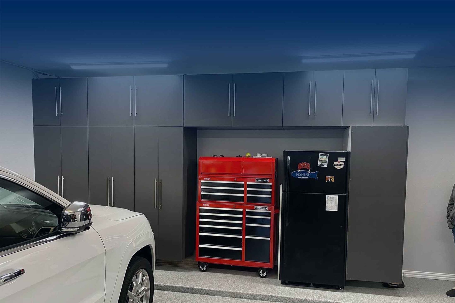 Garagewerx garage wall cabinets and epoxy flooring Plano TX