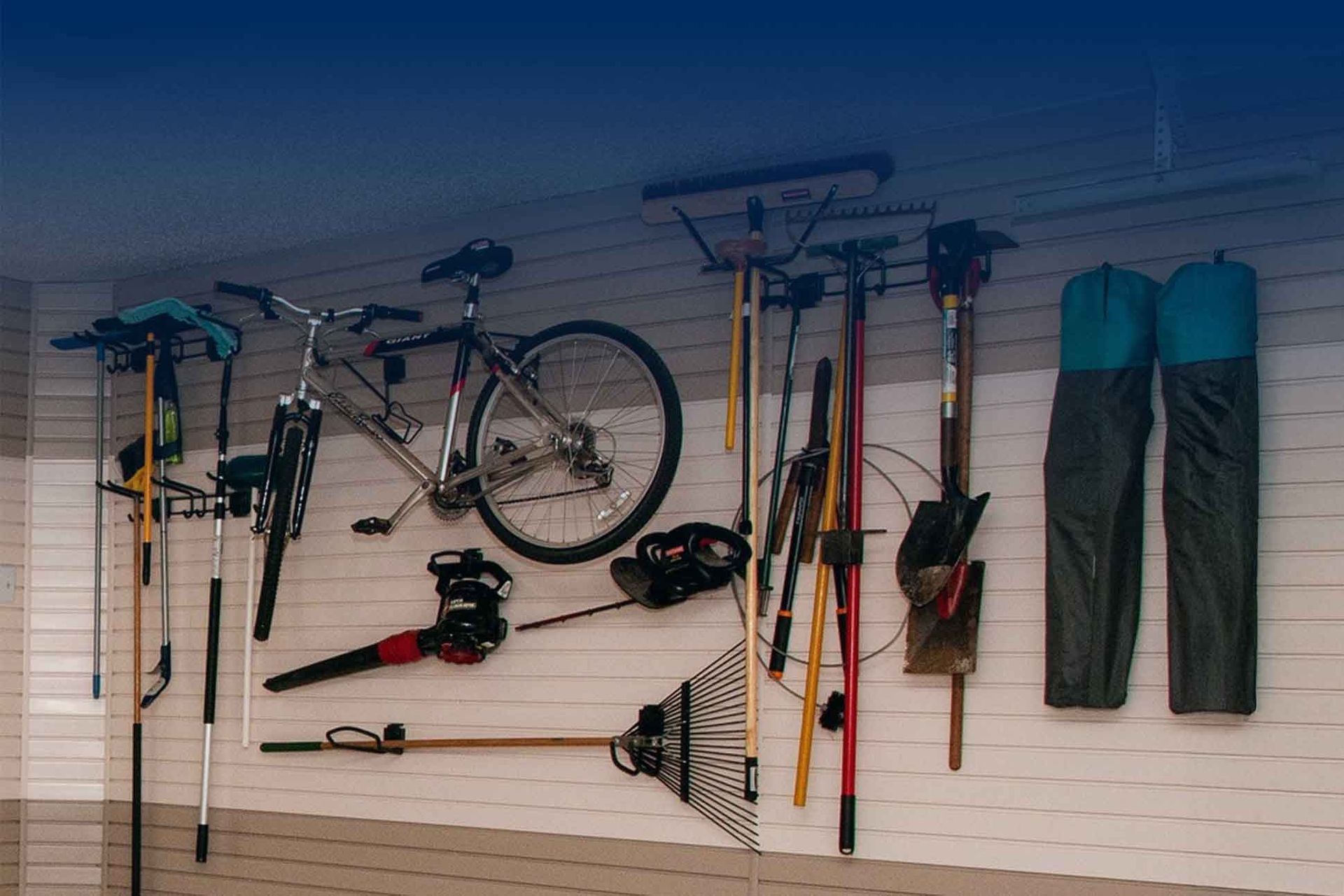Garagewerx slatwall panels for garage wall organizer and bike storage