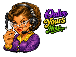 Woman with headset and cigarette, purple outfit, grand opening announcement, Sunday 3/15/26.