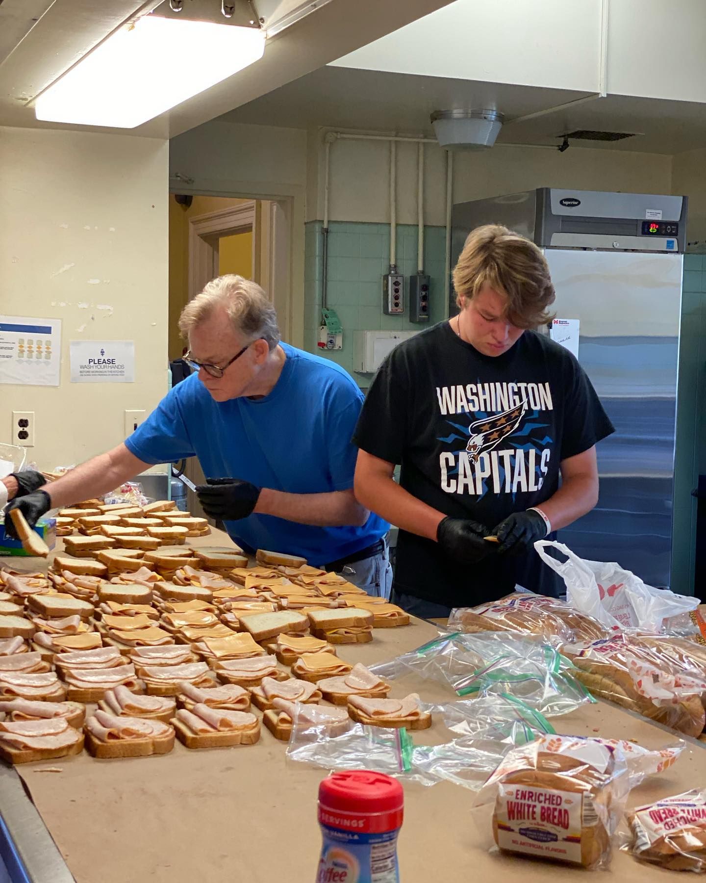 Christ Church Georgetown men's ministry making sandwiches