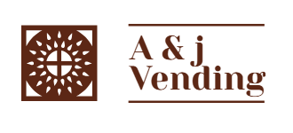 The logo for a & j vending has a tree in a square.