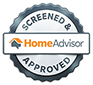 A screened and approved home advisor logo on a white background.