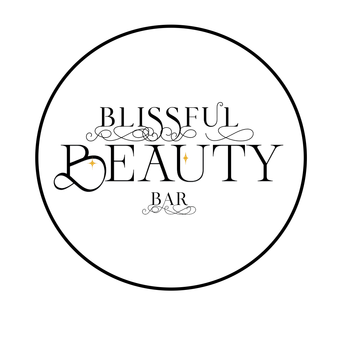 A black and white logo for blissful beauty bar.