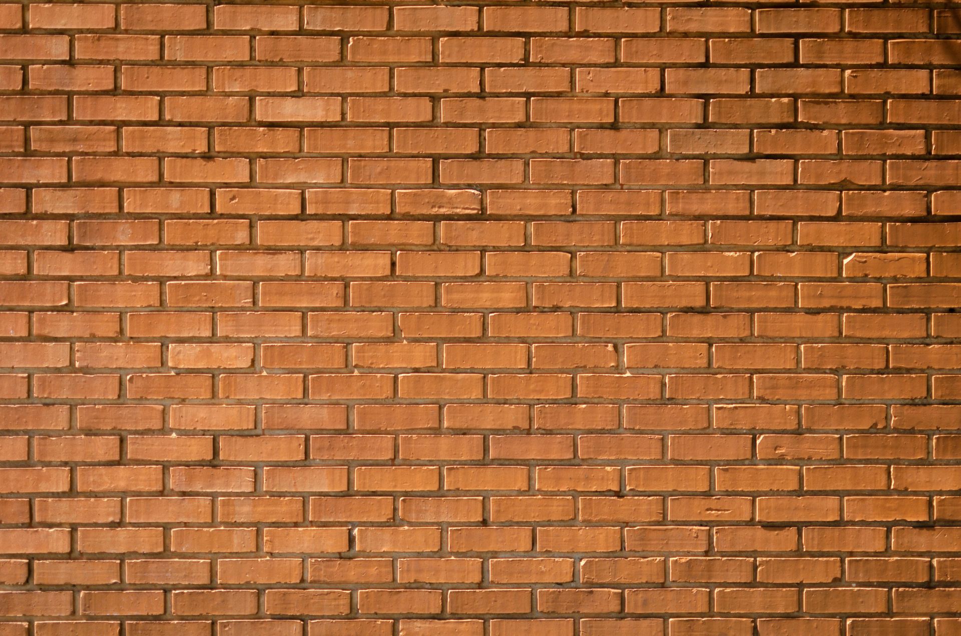 Brick wall, reddish-brown color, horizontal rows, mortar visible between bricks.