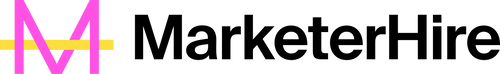 A logo for a company called marketer hire