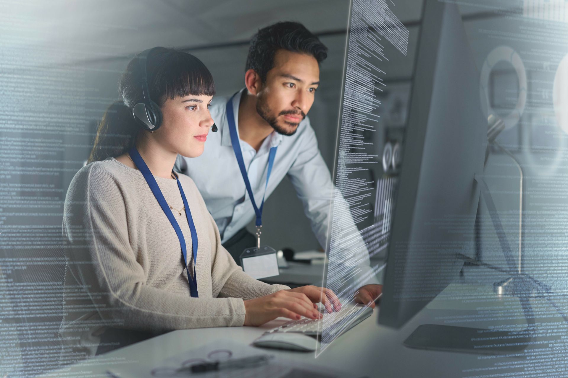 cybersecurity team going through data 