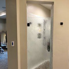 A bathroom glass shower door installation in Eagle River ID by Eagle River Door & Glass