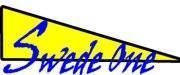 Stylized blue and yellow “Swede One” logo on a white background