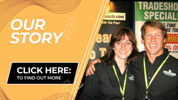 Two people at a trading trade show