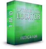 A green box with the words `` optimum wave locator indicator '' on it.