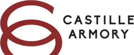 The logo for castille armory is a red and black swirl.