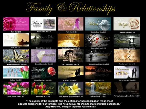 Family & Relationships Options Casket Inserts
