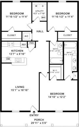 Floor Plan: 3 Bedroom