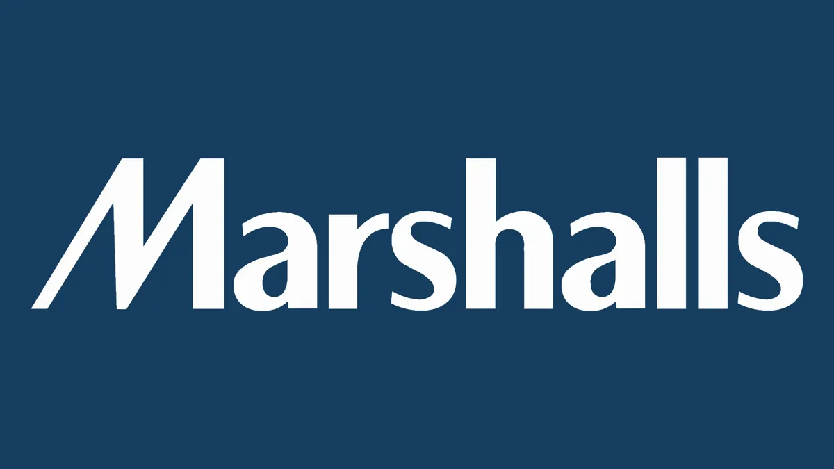 The word marshalls is on a blue background