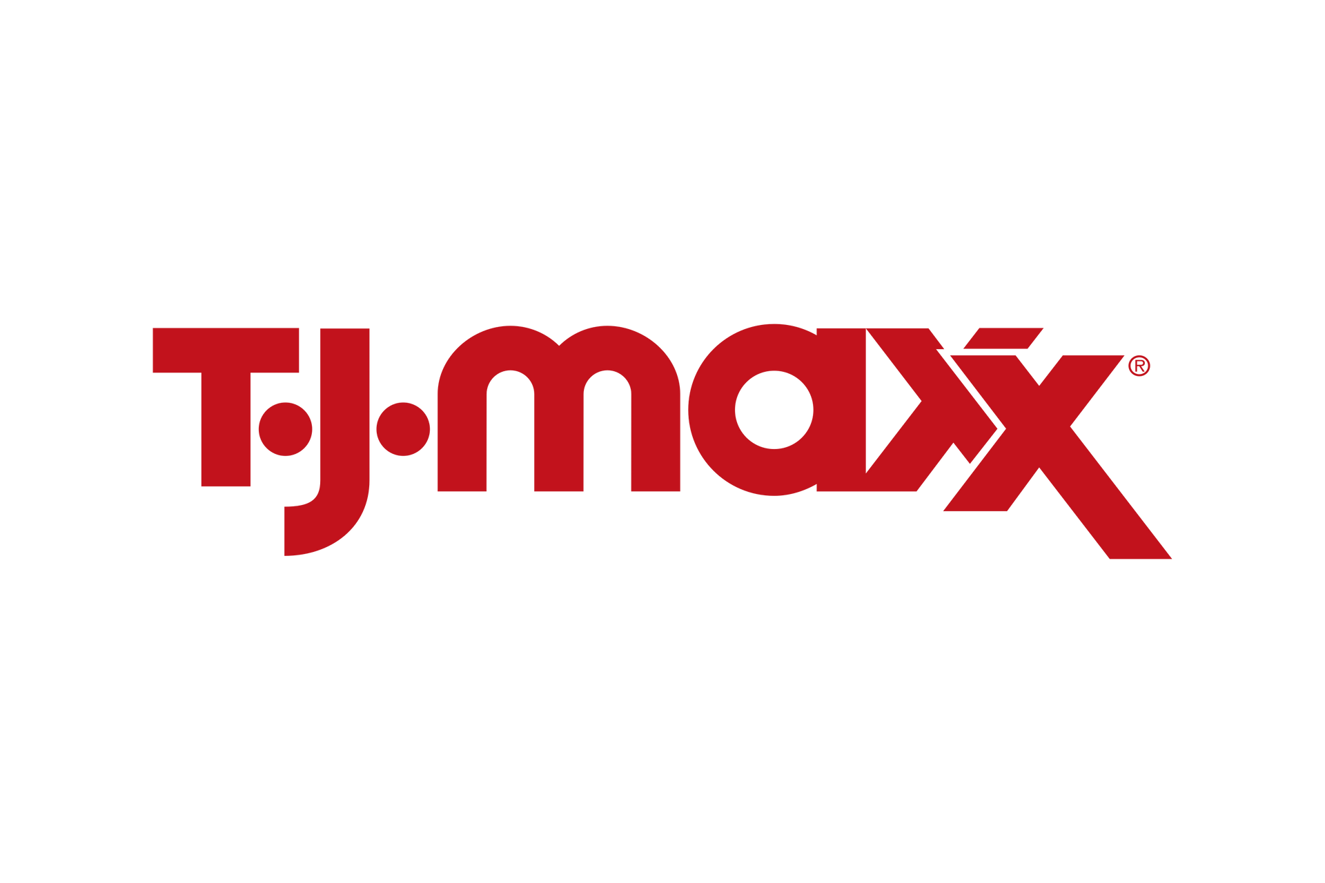 A red and white logo for t.j. maxx on a white background.