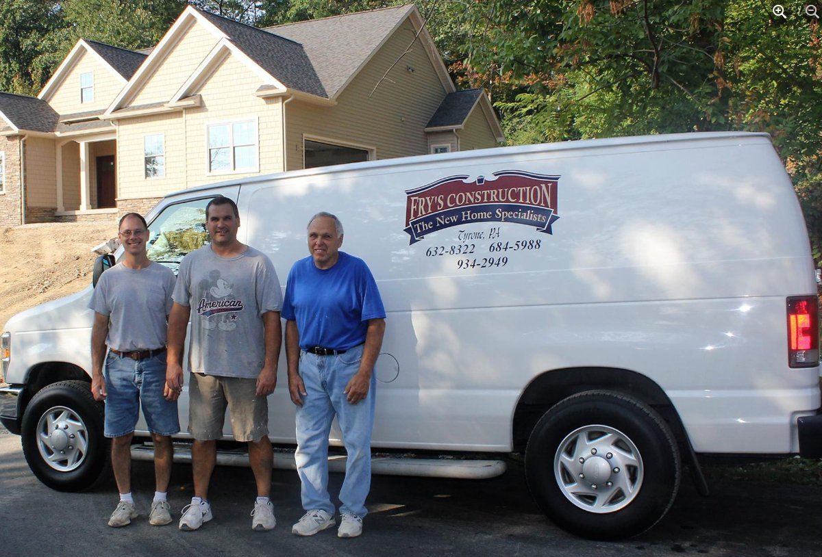 Employees Of Fry's Construction And Their Service Van - Tyrone, PA - Fry’s Construction