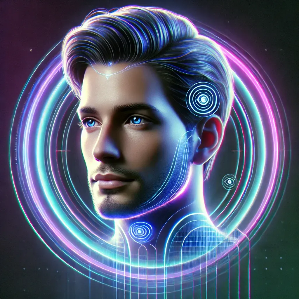 Futuristic portrait of a man representing 