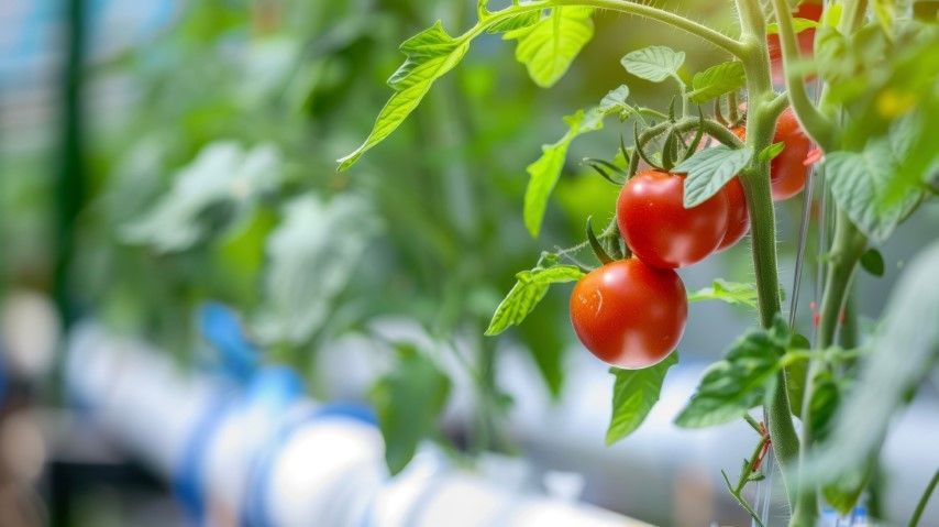 Harvest-ready tomato plant in West Tampa in a hydroponic system