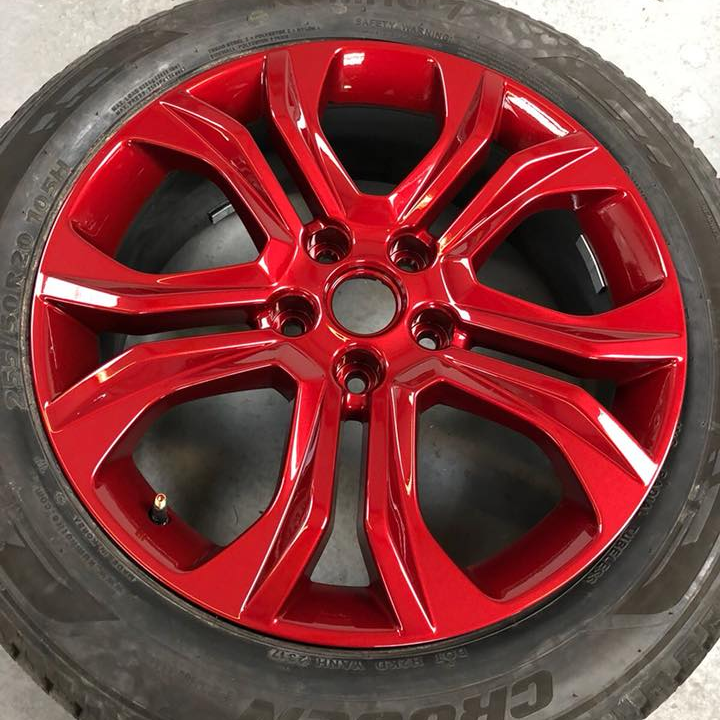 Red painted alloy wheels