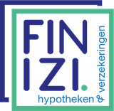 Logo voor FINIZI, een bedrijf dat zich bezighoudt met hypotheken en verzekeringen. Met blauwe en groene vierkanten en tekst.