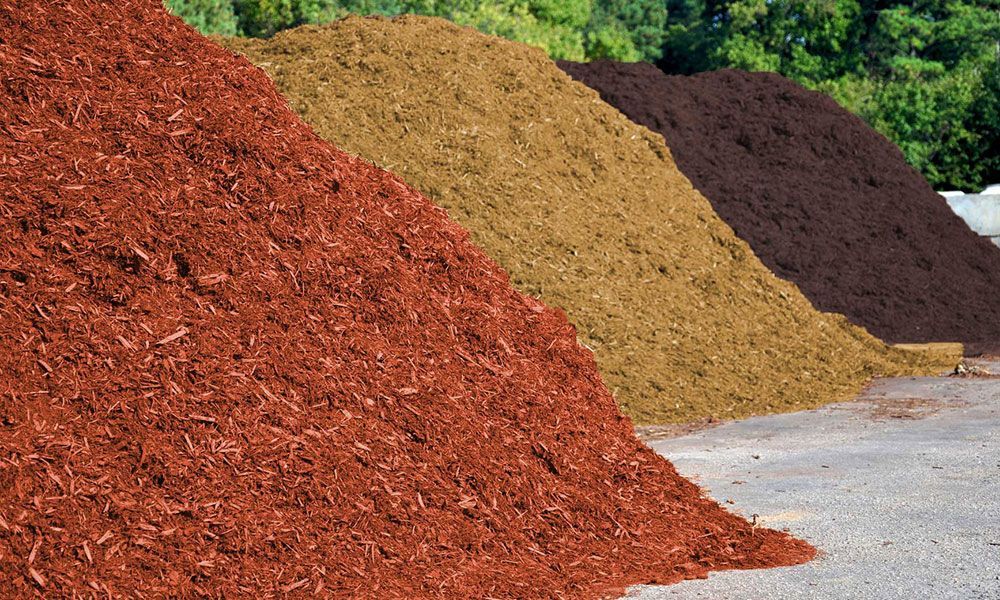 piles of colored mulch