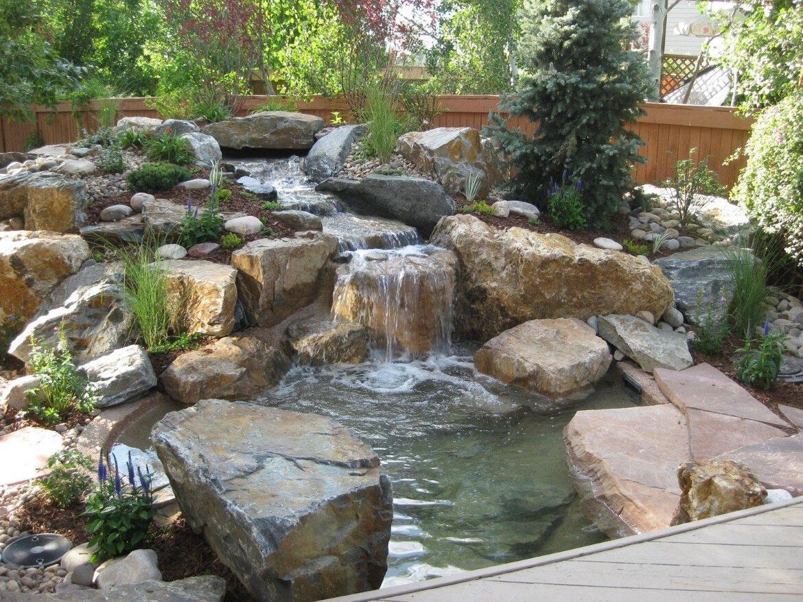 waterfall feature in backyard