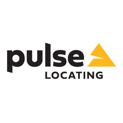 The logo for pulse locating is black and yellow with a yellow triangle.