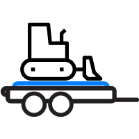A bulldozer is sitting on top of a trailer.