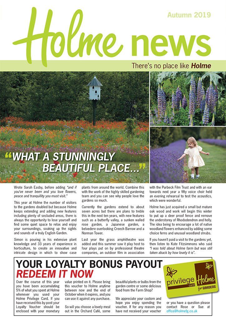 Holme for Gardens Autumn 2019 Newsletter